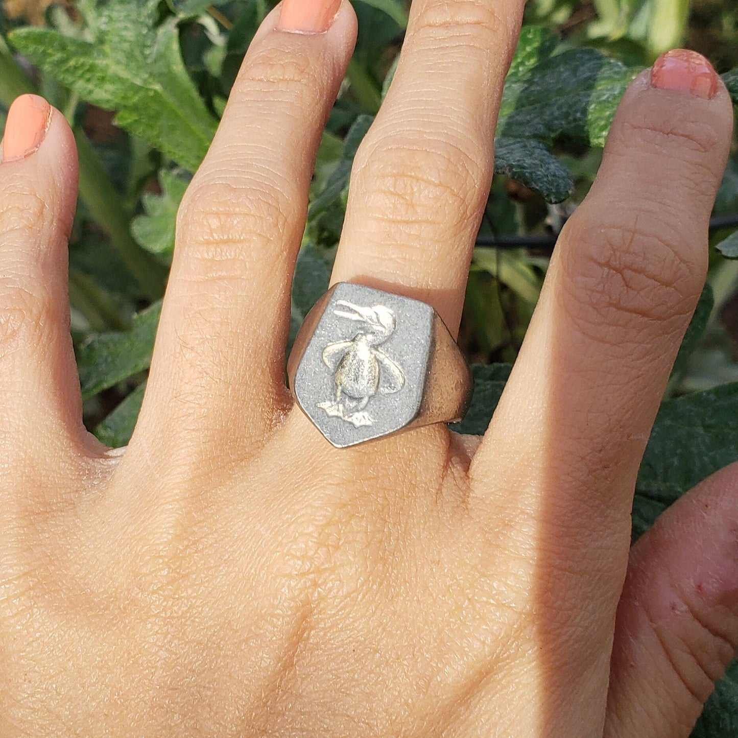 Blue footed booby wax seal signet ring