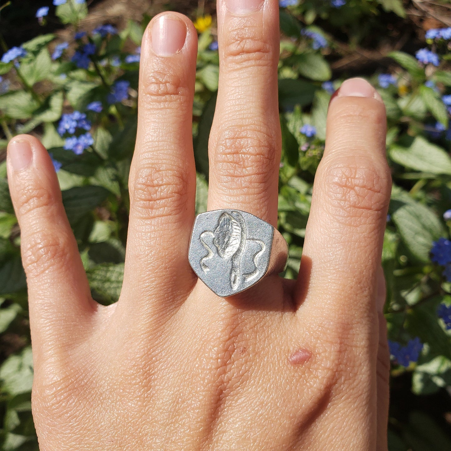 Hair brush wax seal signet ring