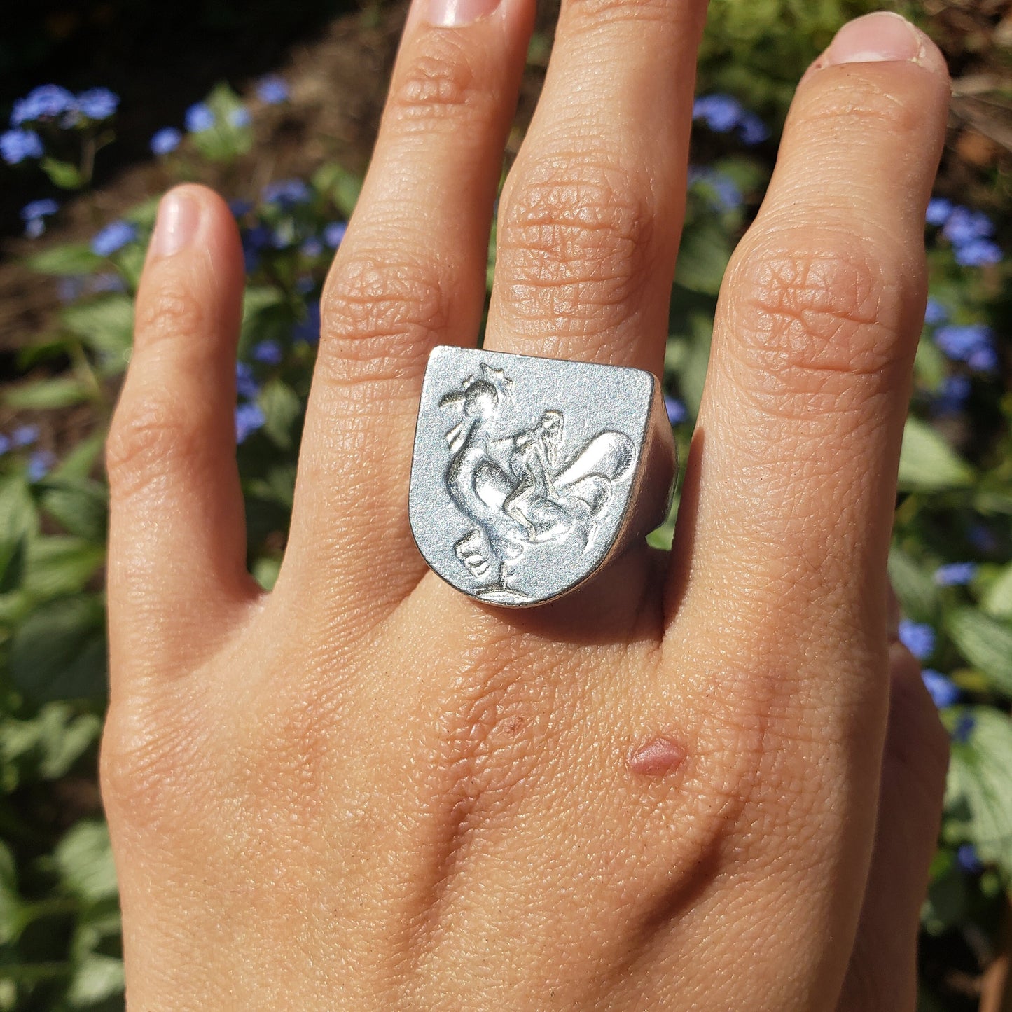 Cock rider wax seal signet ring