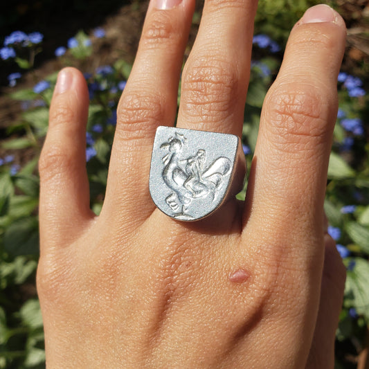 Cock rider wax seal signet ring