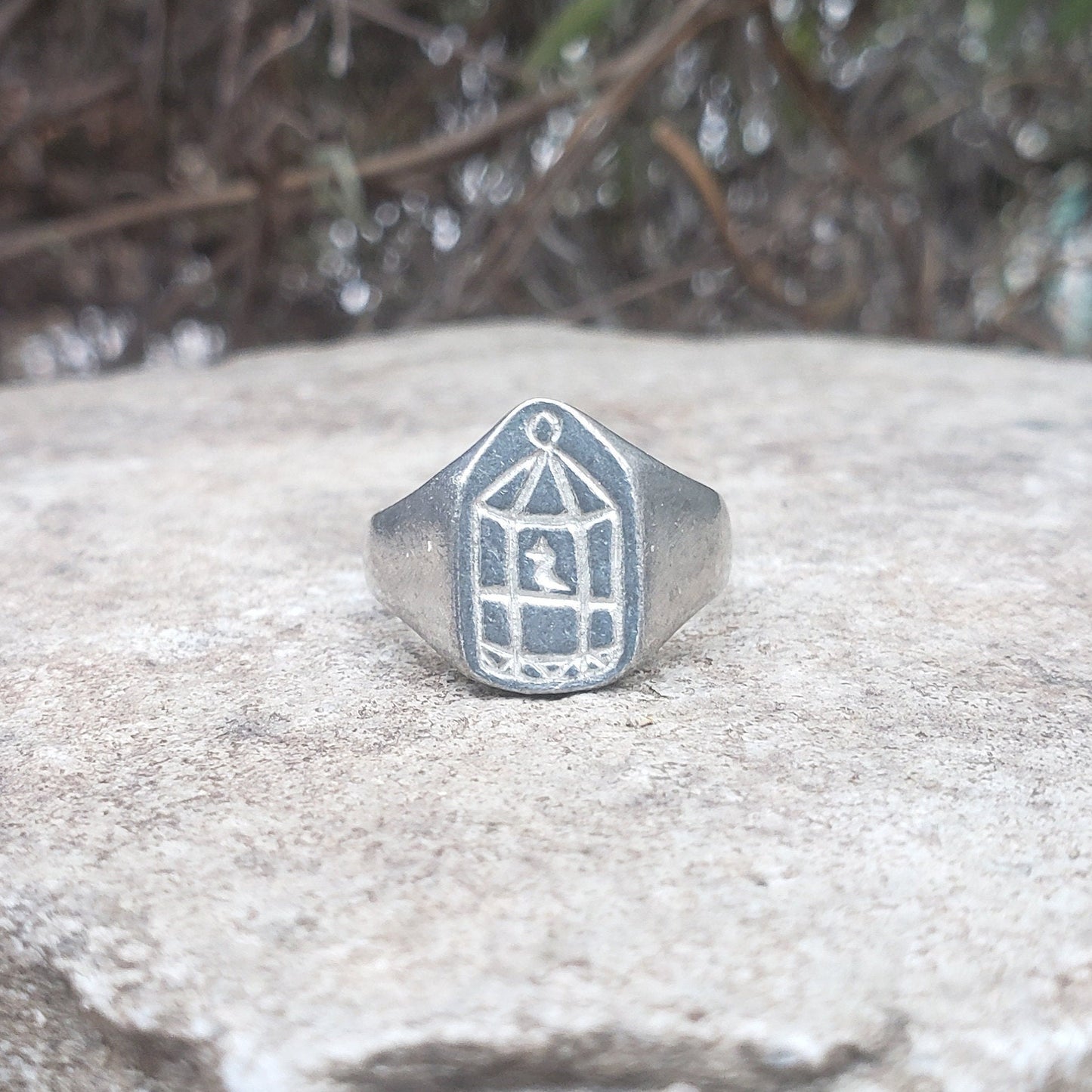 Bird cage wax seal signet ring