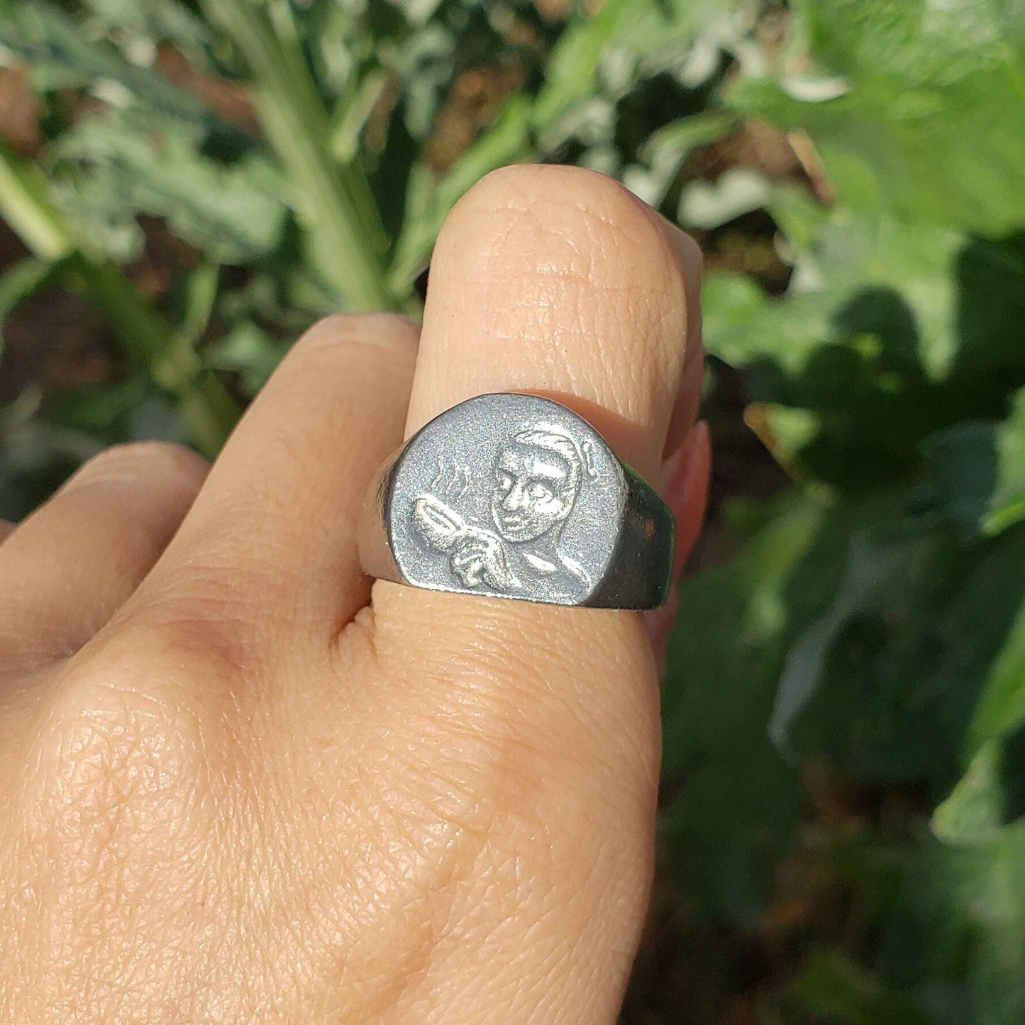 Drinking coffee wax seal signet ring