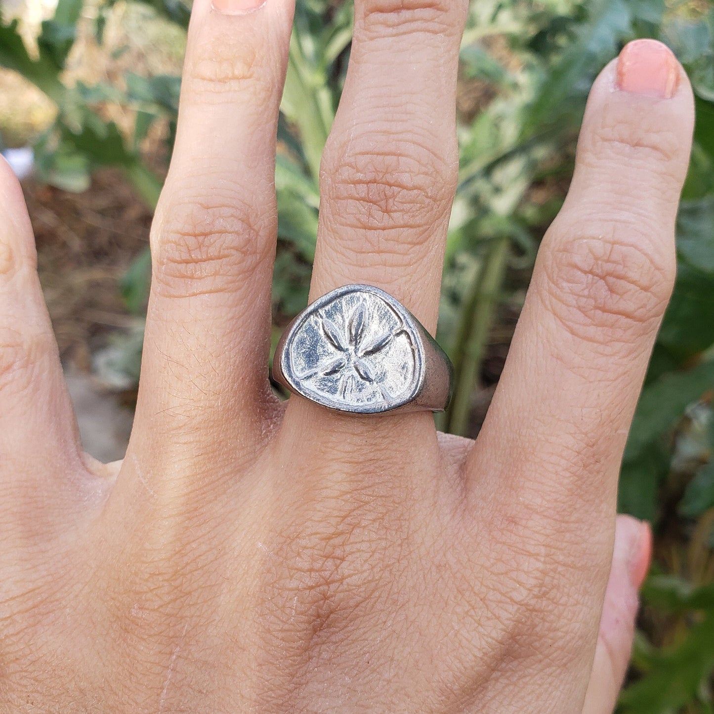 sand dollar wax seal signet ring