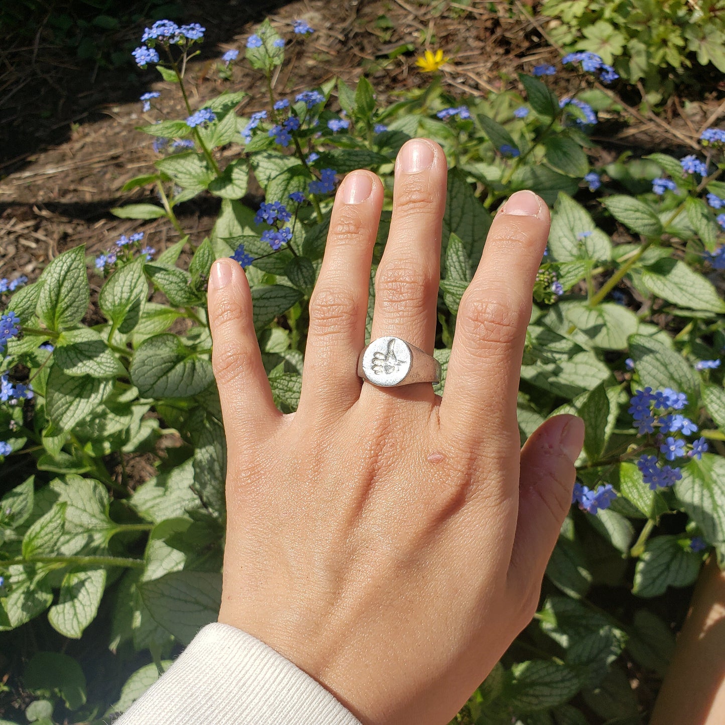 Thumbs up wax seal signet ring