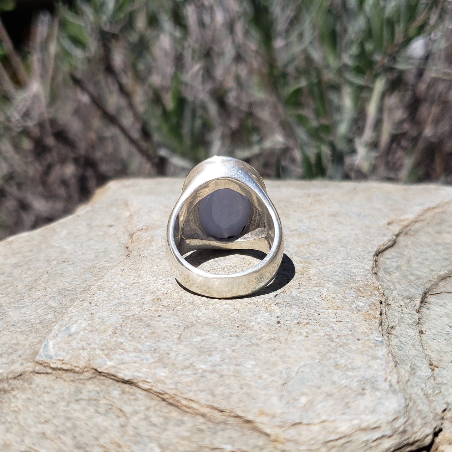 caduceus blue lace agate signet ring