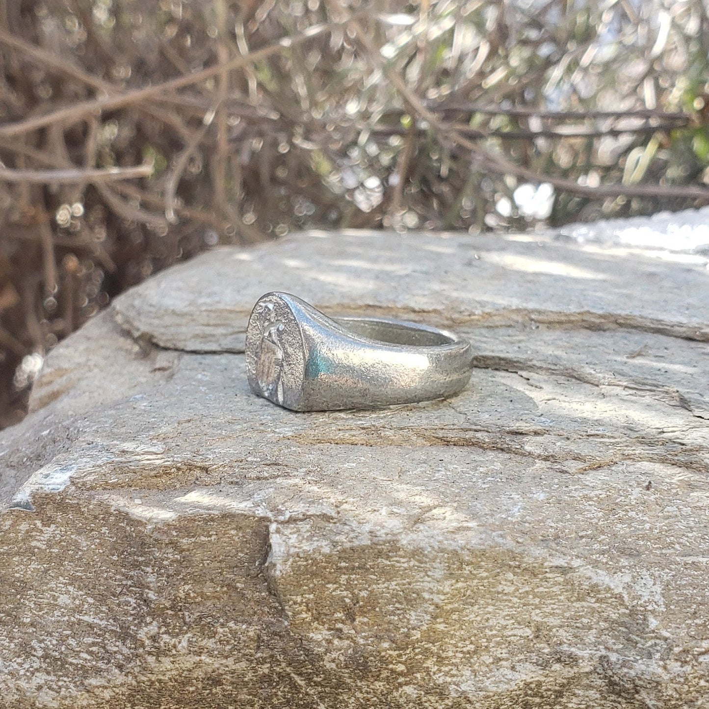 Sword and shield wax seal signet ring