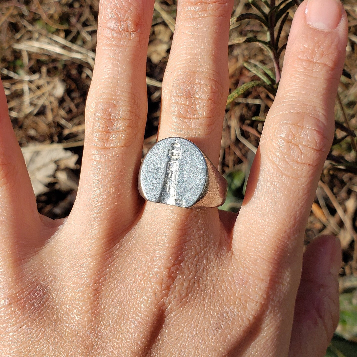 Lighthouse wax seal signet ring