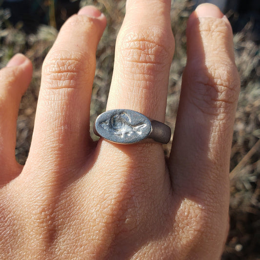 Goldfish wax seal signet ring