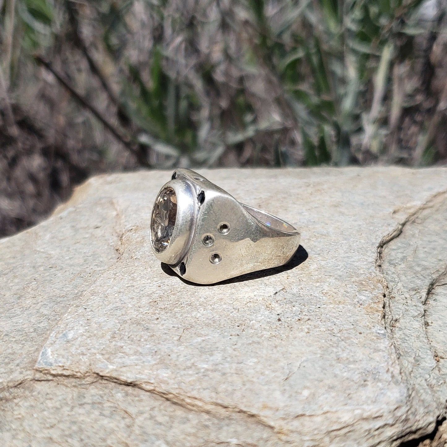 horned helmet topaz signet ring