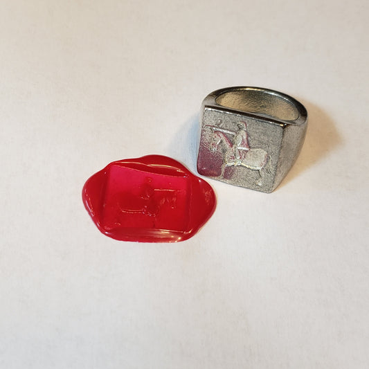 jousting knight wax seal signet ring