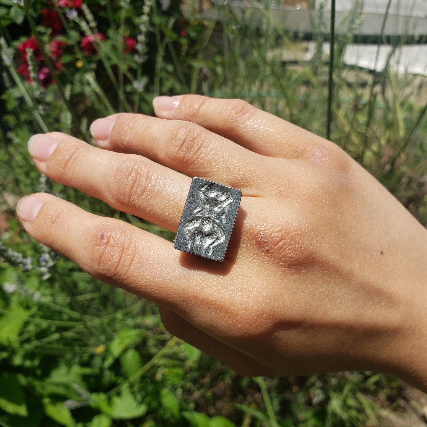 Oral sex chain wax seal signet ring