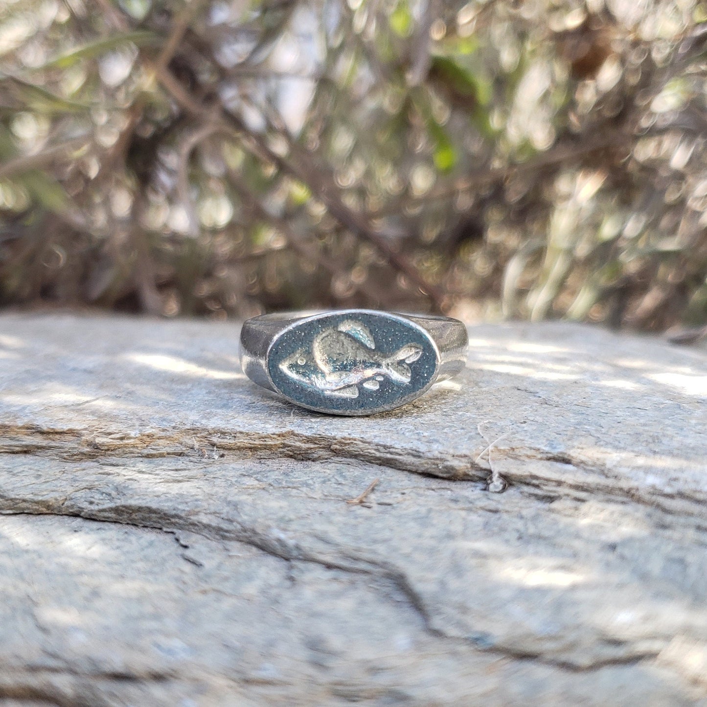 Goldfish wax seal signet ring