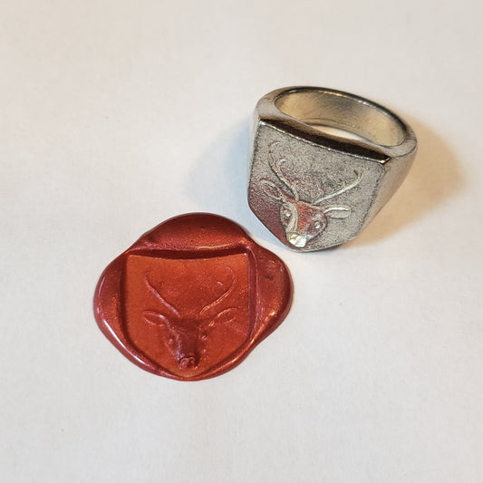 deer head wax seal signet ring