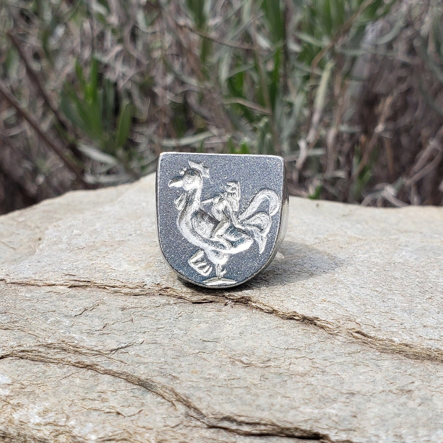 Cock rider wax seal signet ring