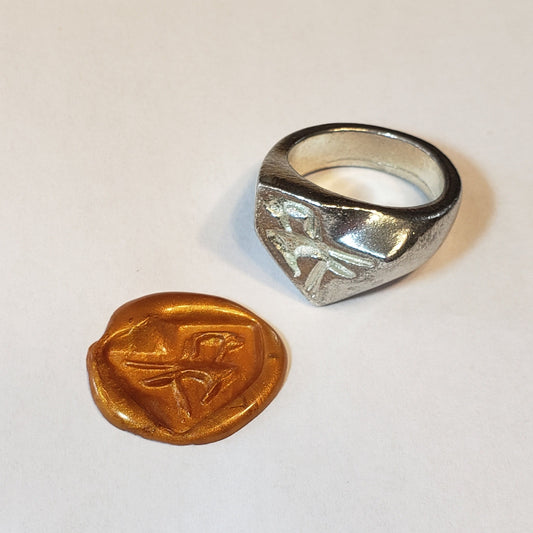 Elephant shadow puppet wax seal signet ring