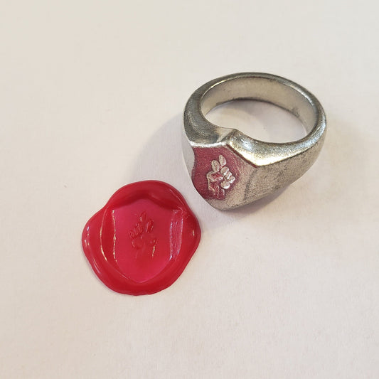 fig hand wax seal signet ring