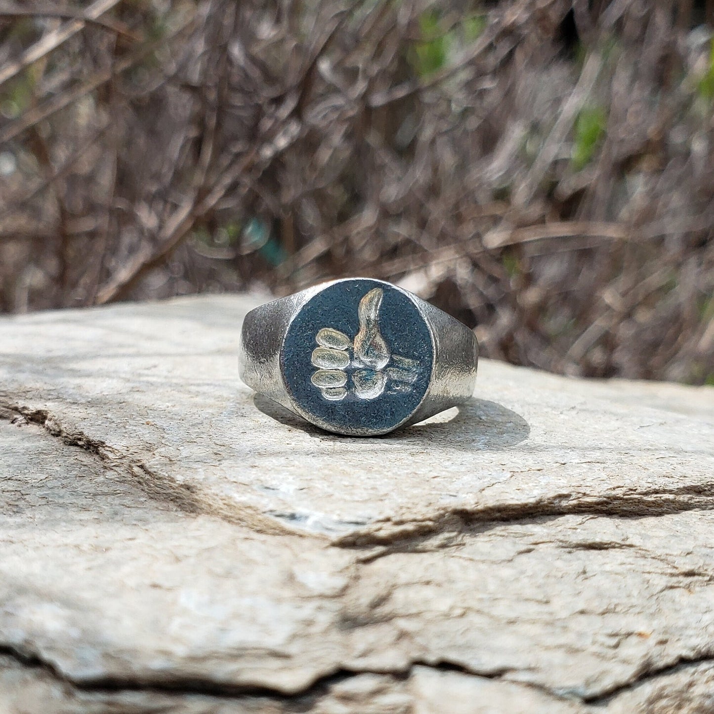 Thumbs up wax seal signet ring