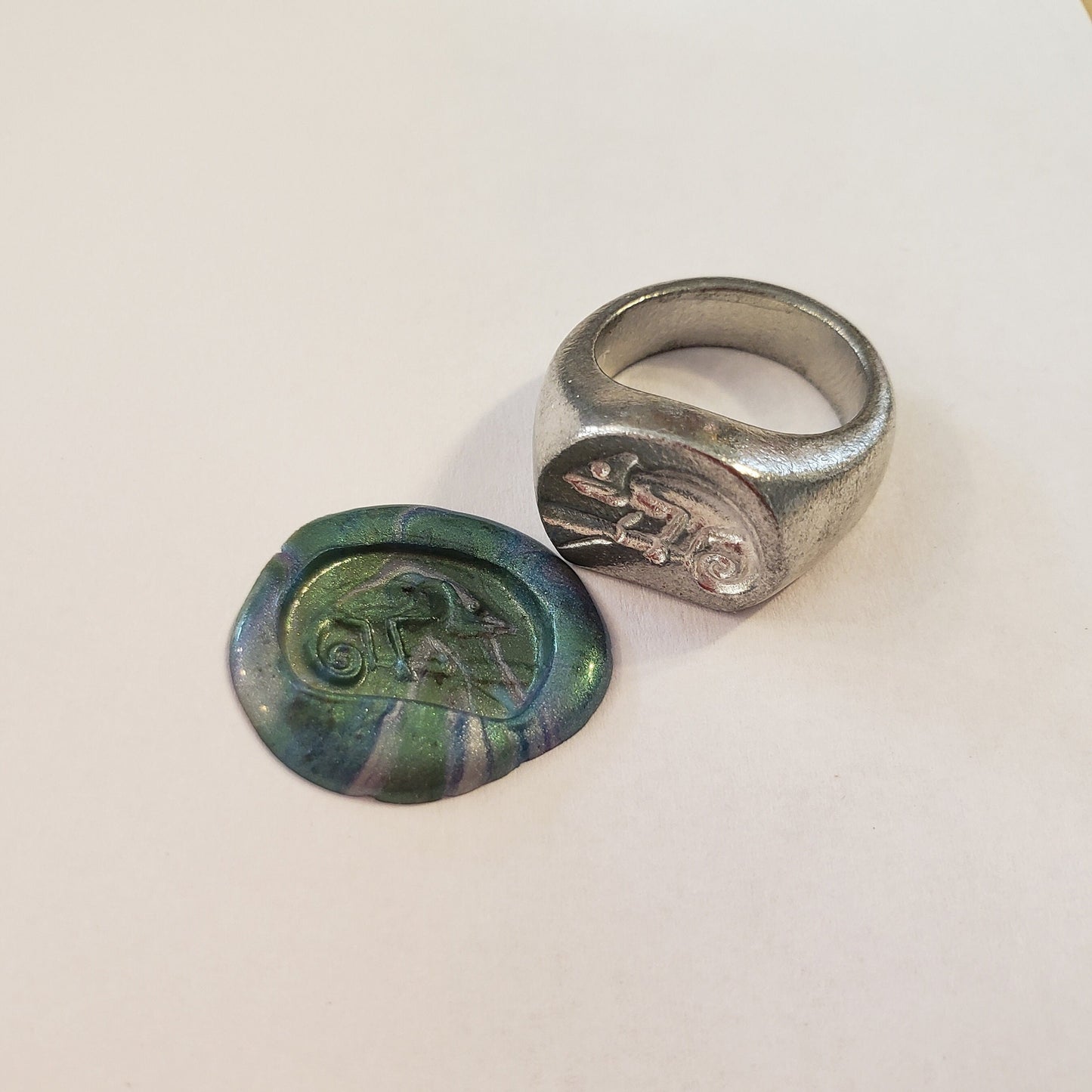 Chameleon wax seal signet ring