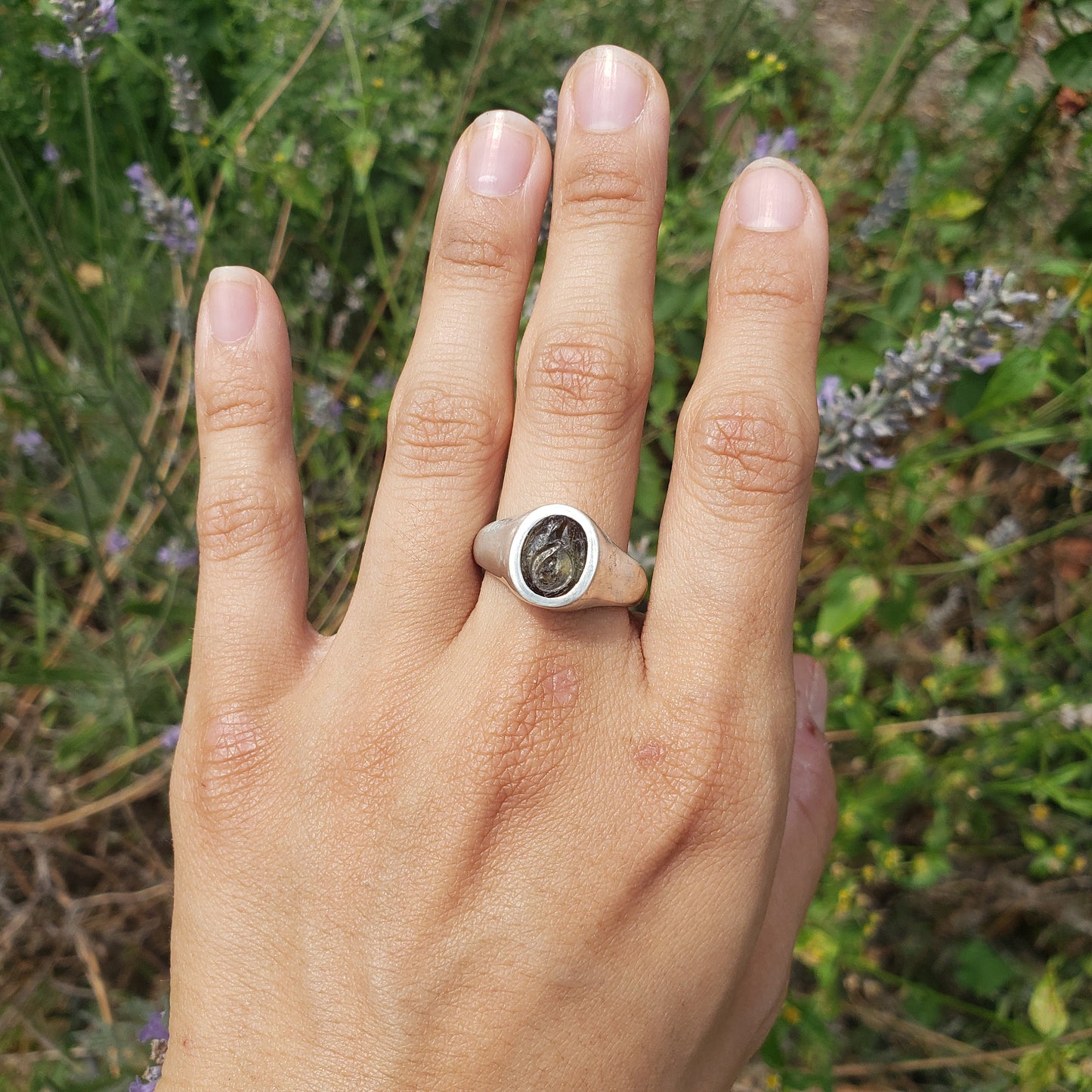 andalusite yoni signet ring