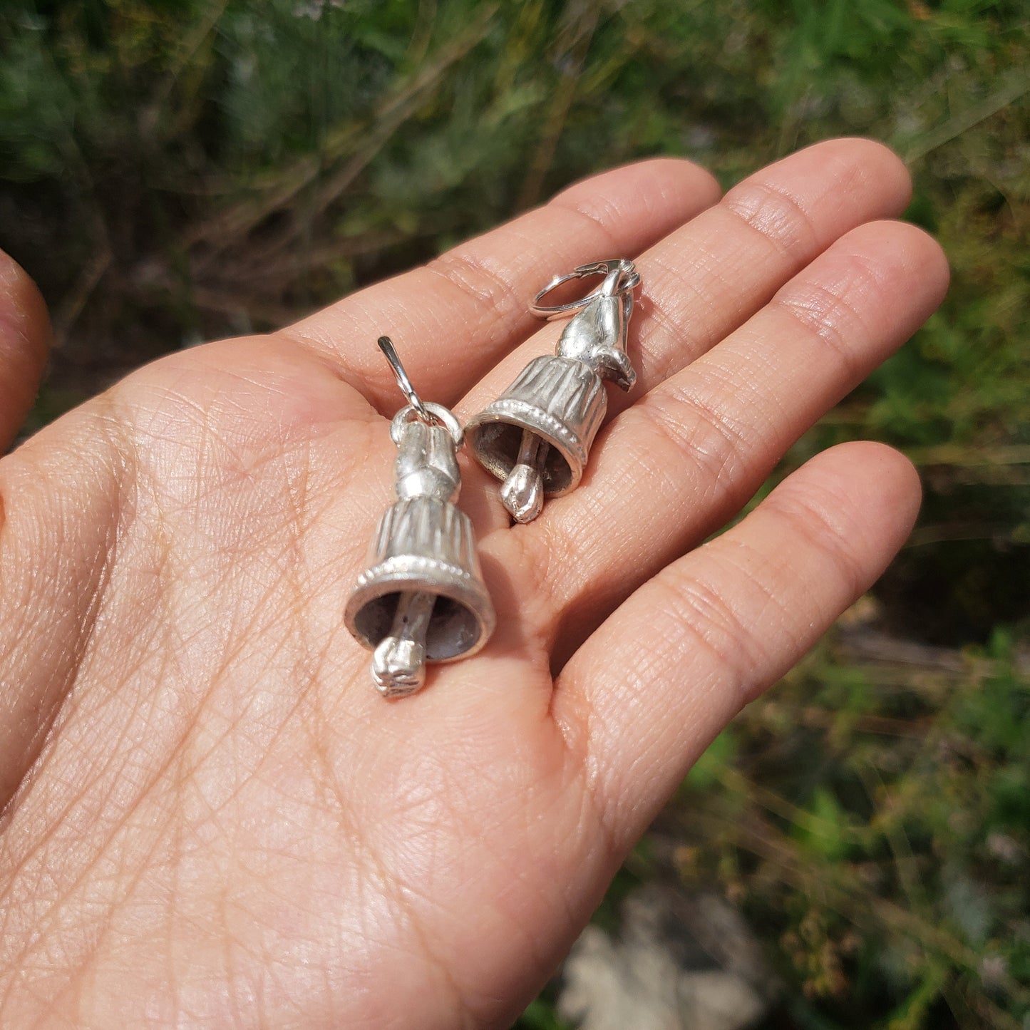 hanging upside down dress bell earrings