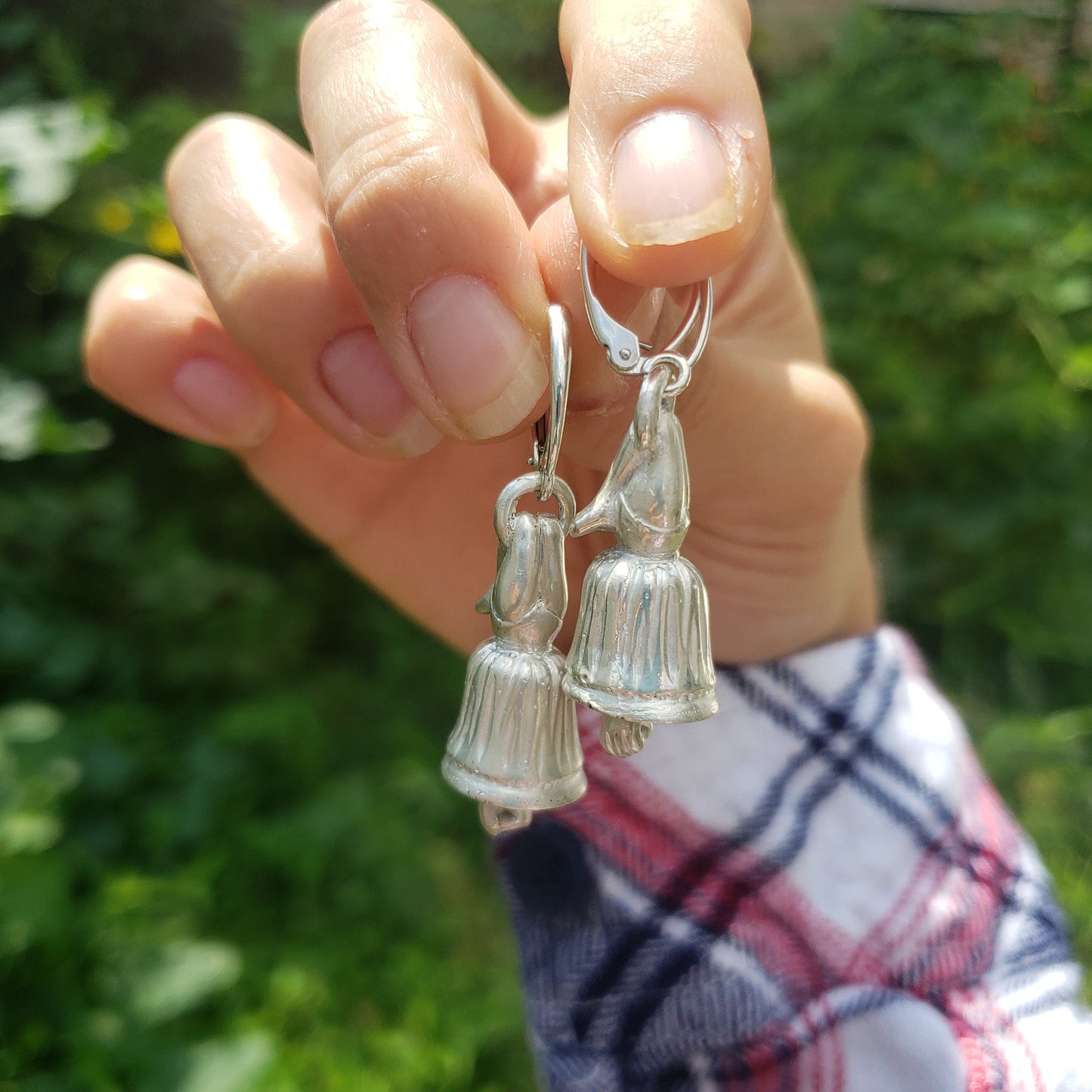 hanging upside down dress bell earrings