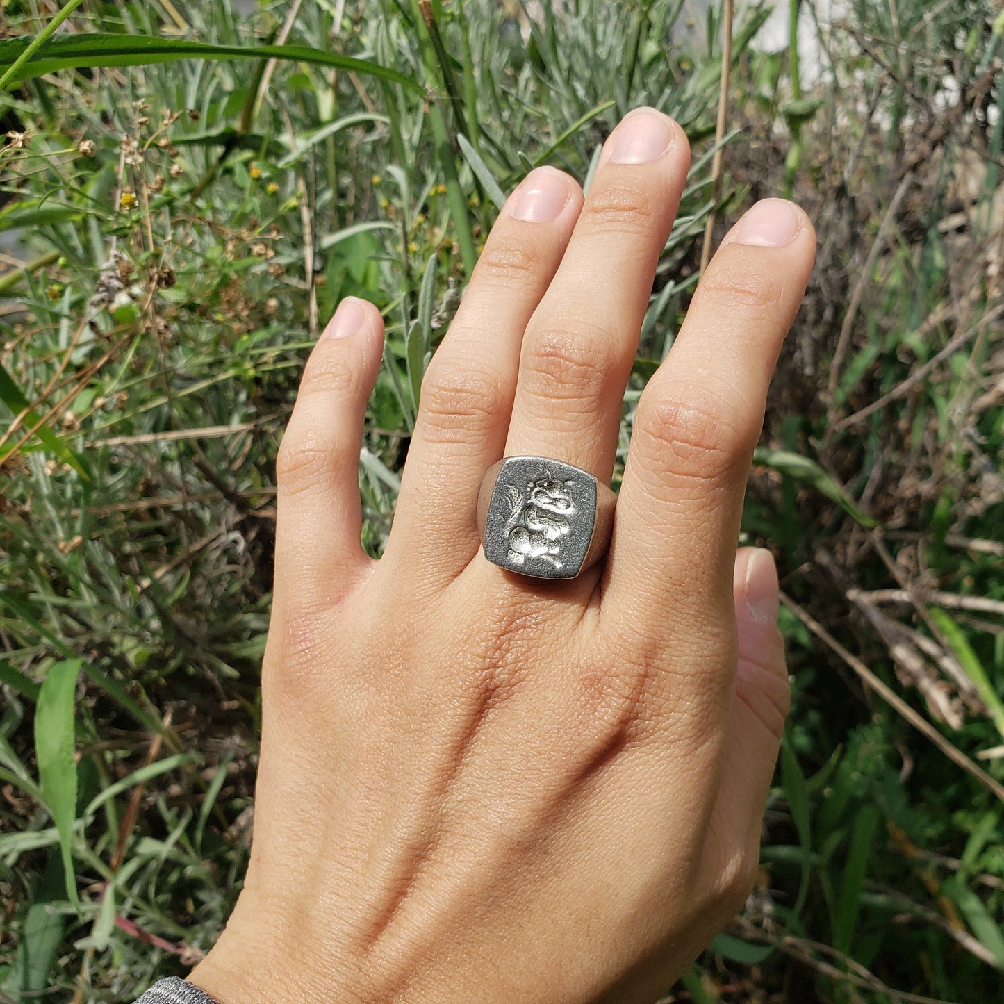 Chipmunk wax seal signet ring