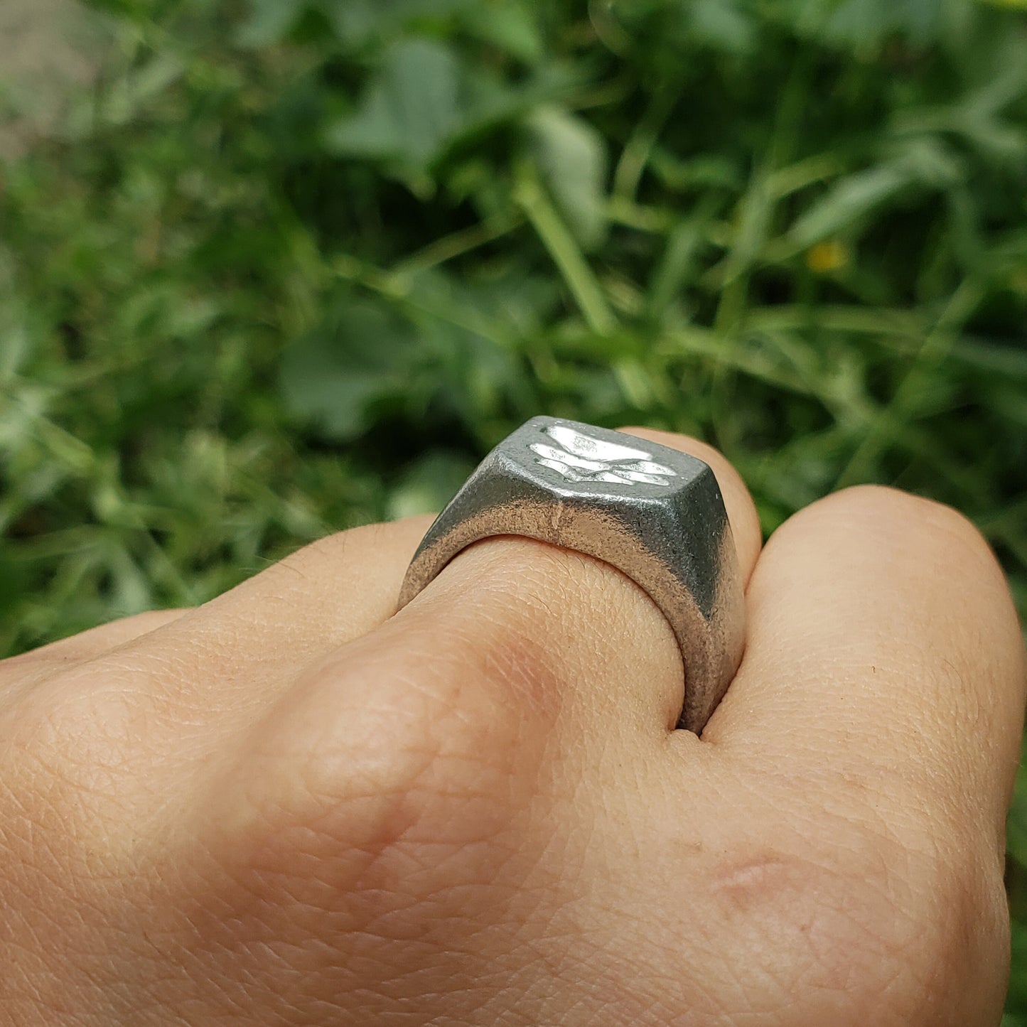 Oyster mushroom wax seal signet ring