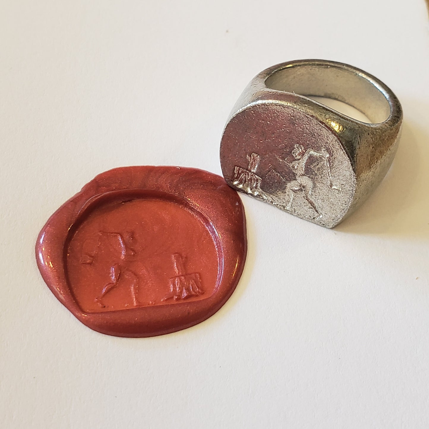 Woodcutter wax seal signet ring