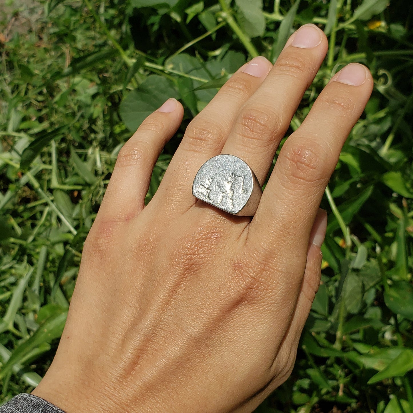 Woodcutter wax seal signet ring