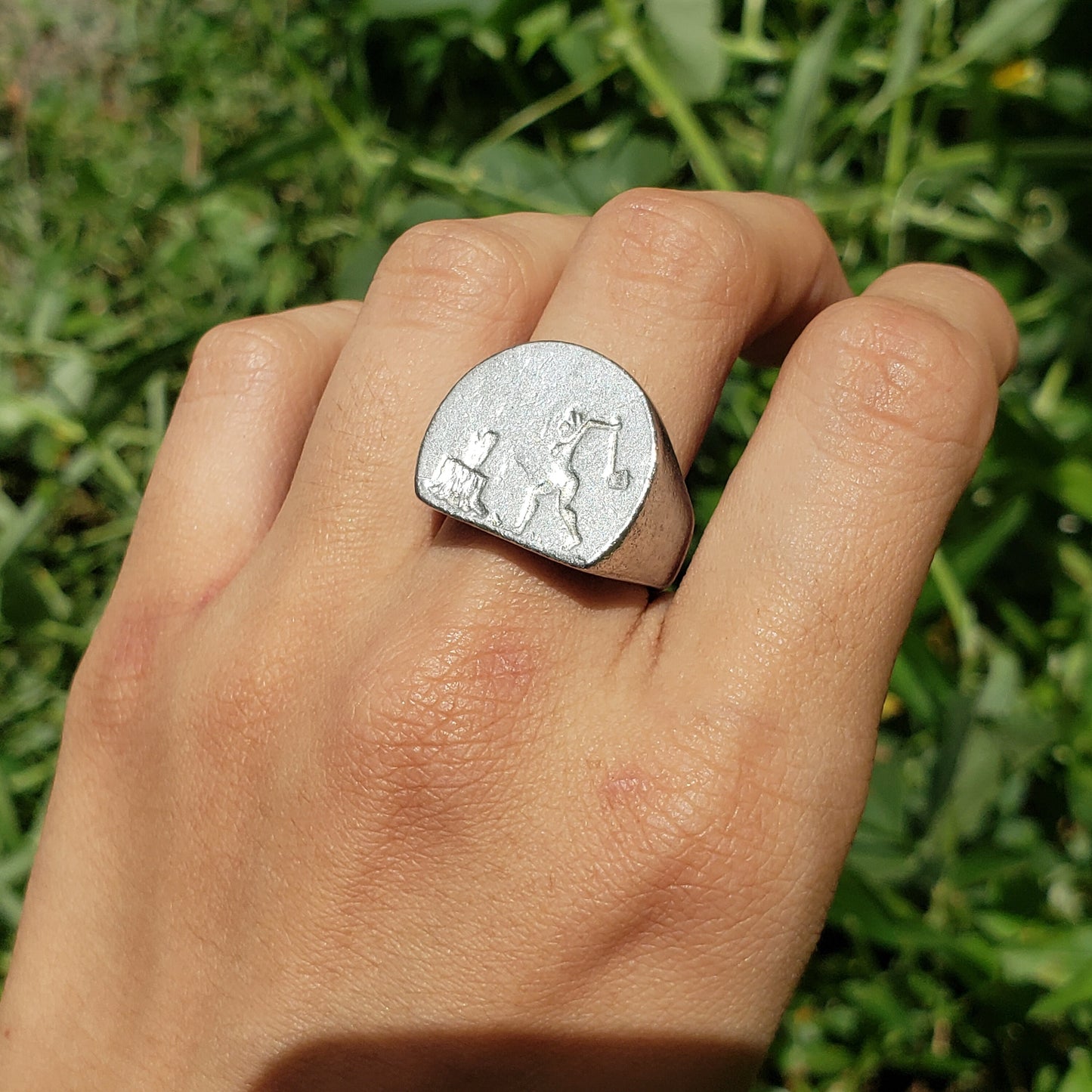 Woodcutter wax seal signet ring