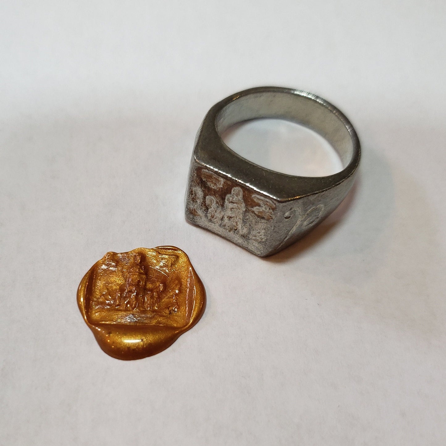 Castle wax seal signet ring