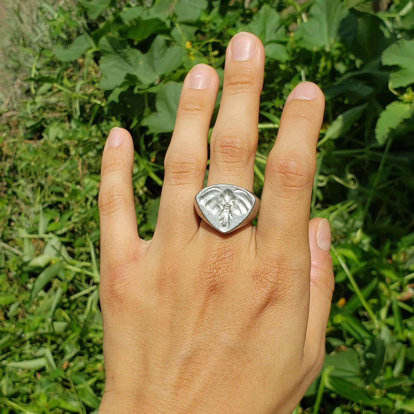 Elephant face wax seal signet ring