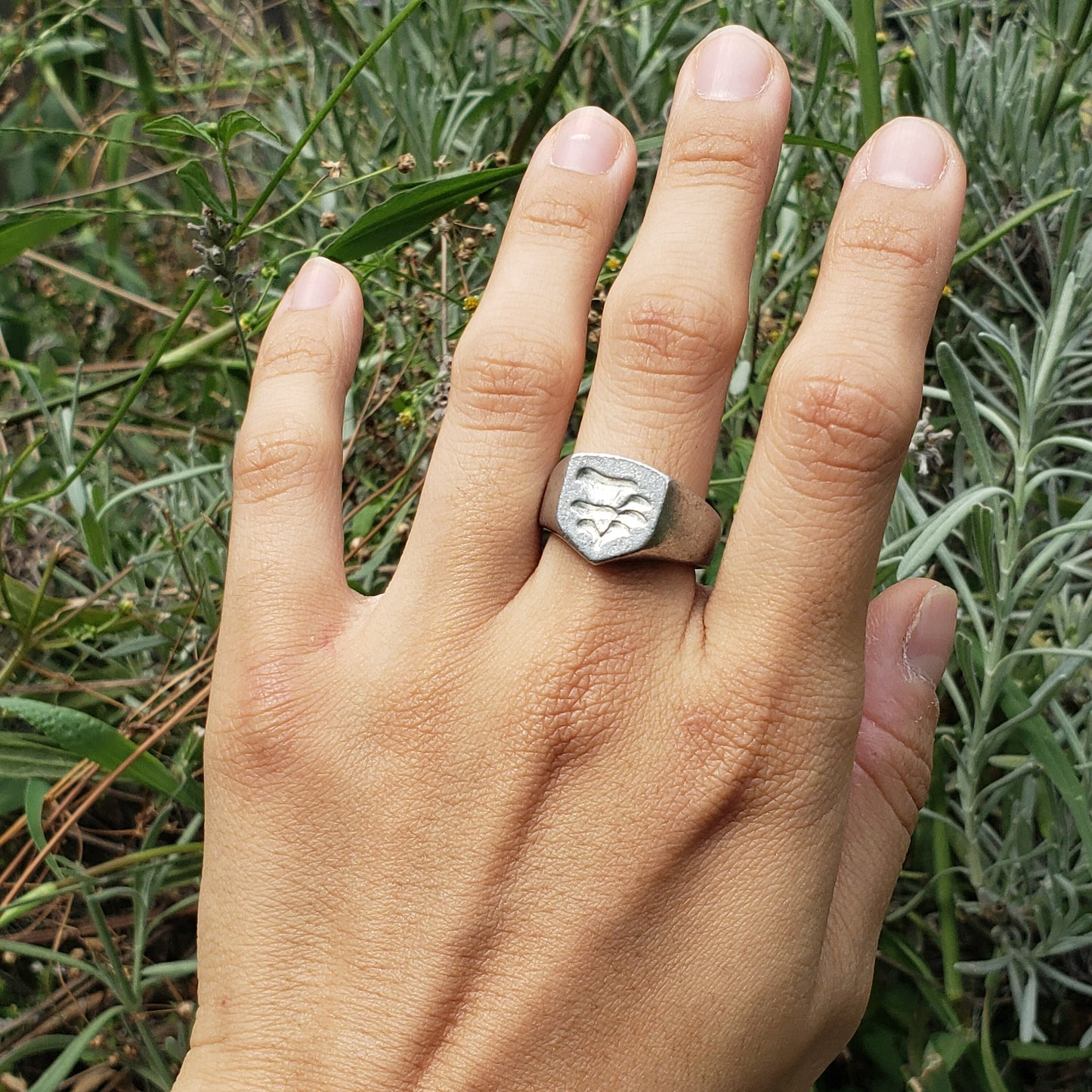 Oyster mushroom wax seal signet ring