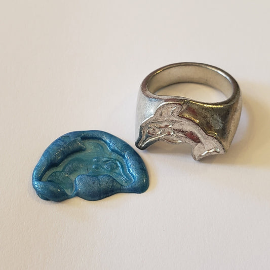 Dolphin mermaid wax seal signet ring