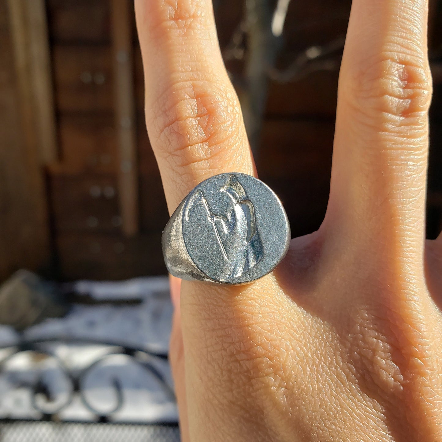 Death memento mori wax seal signet ring