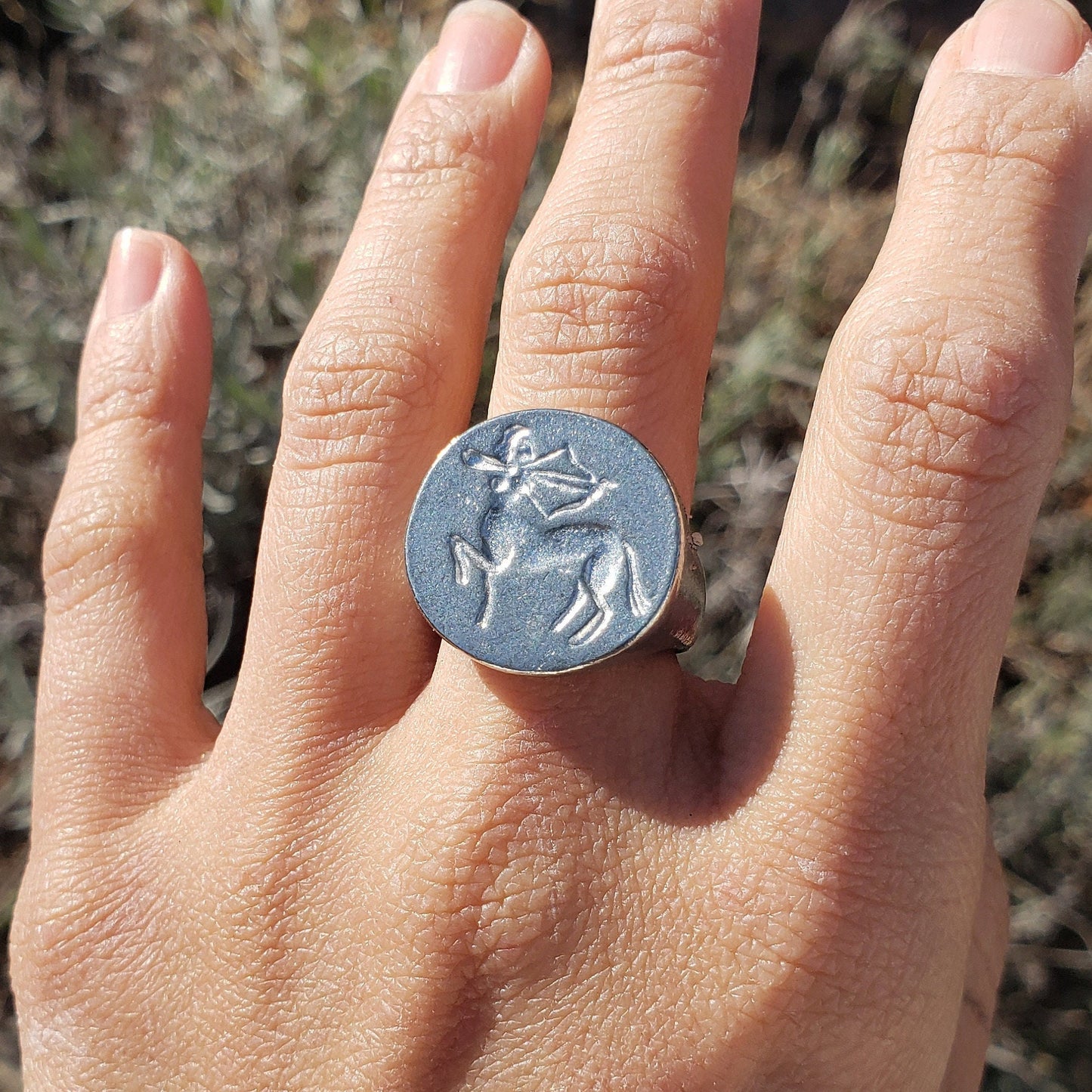 Centaur archer wax seal signet ring