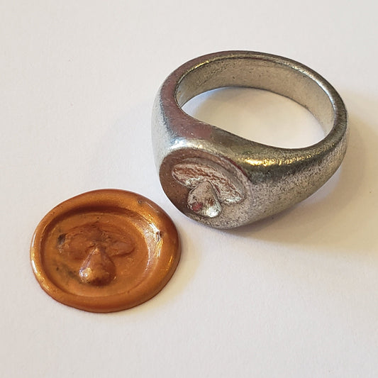 Bolete mushroom wax seal signet ring