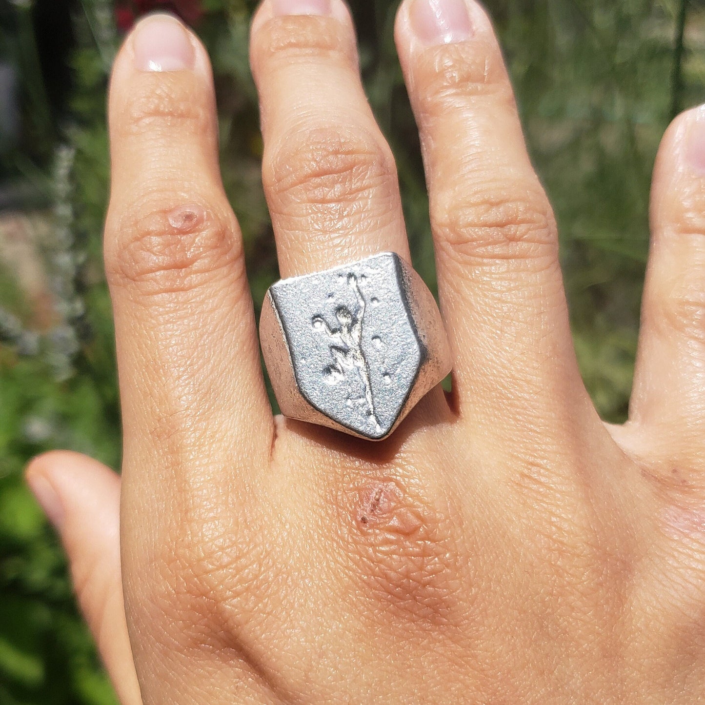 Rock climbing wax seal signet ring