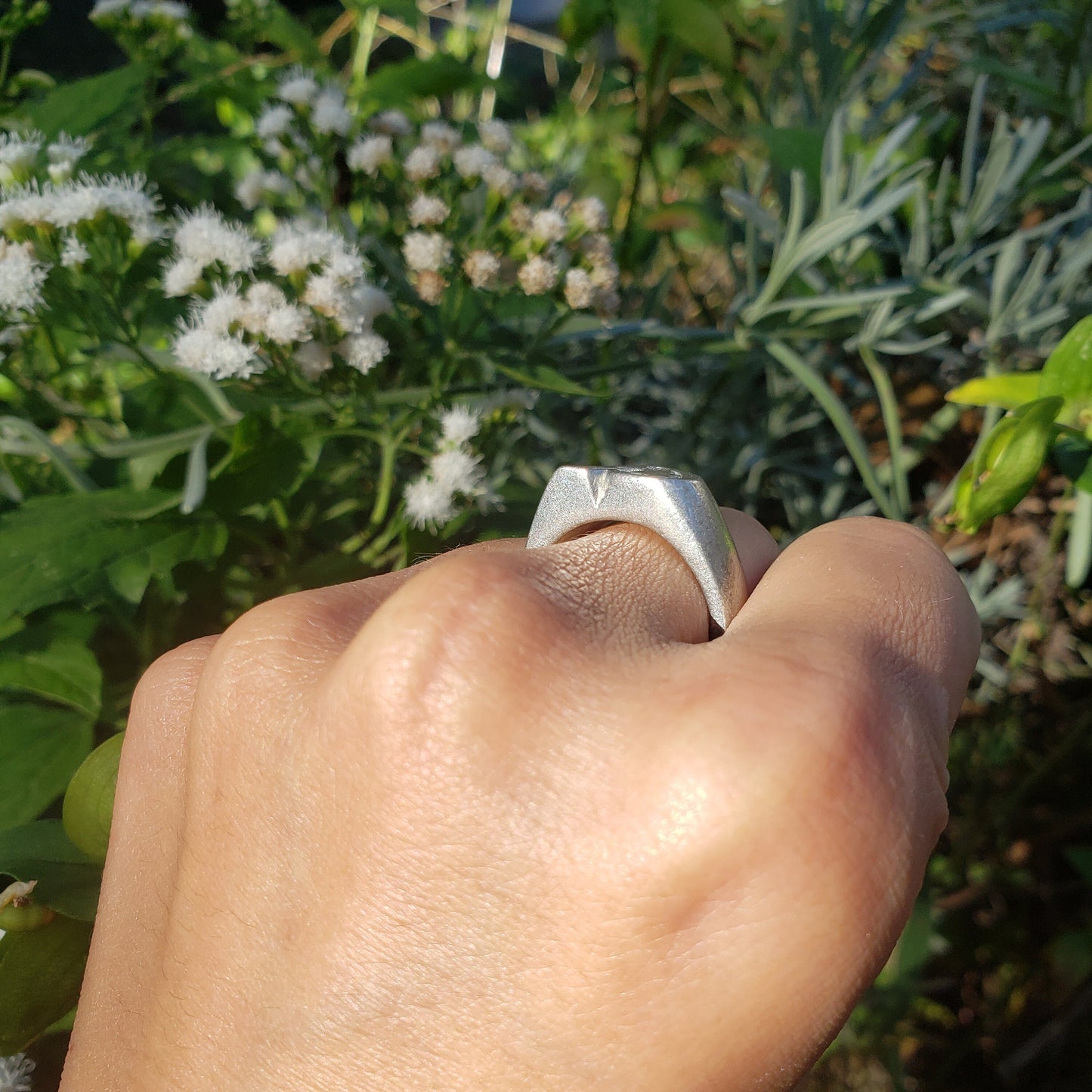 Body letter "a" arching wax seal signet ring