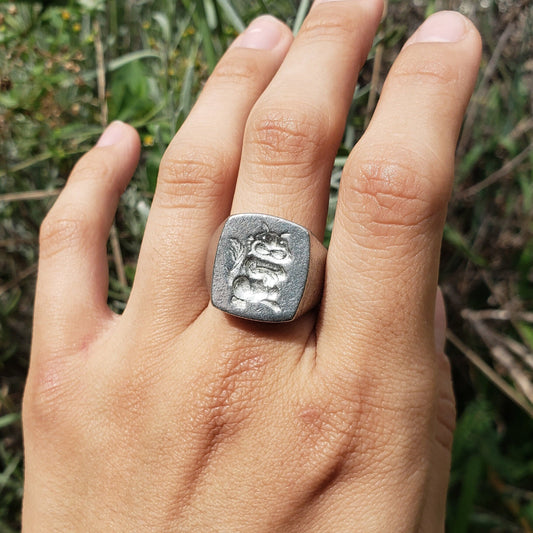 Chipmunk wax seal signet ring