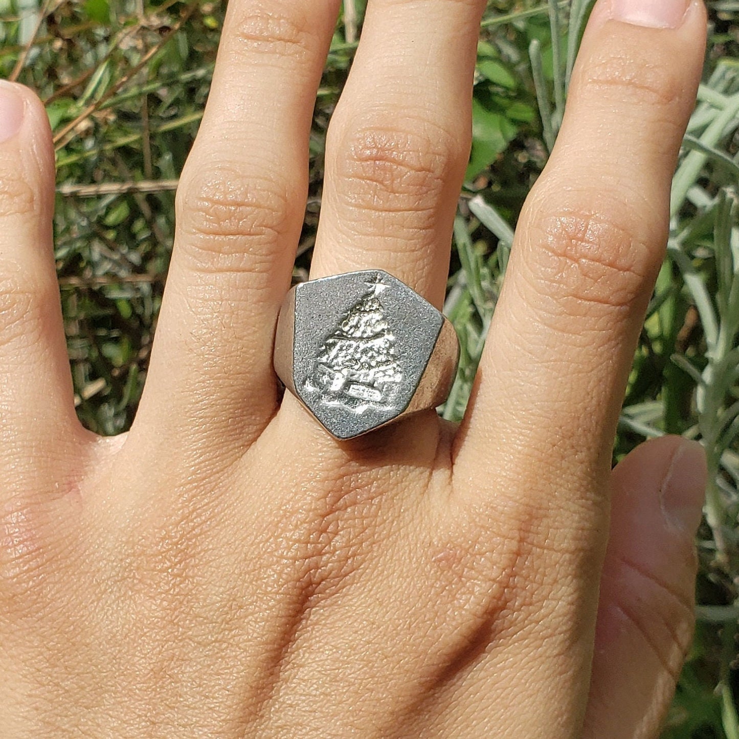 Christmas tree wax seal signet ring