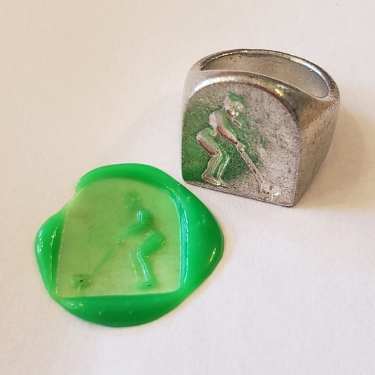 Golfer wax seal signet ring