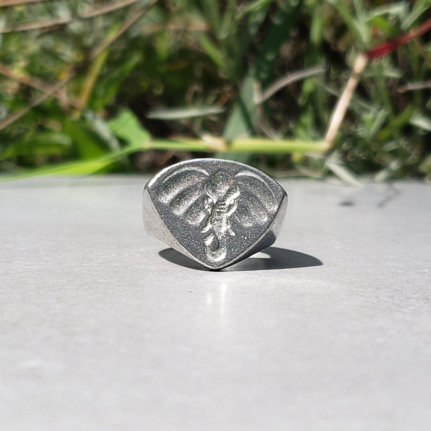 Elephant face wax seal signet ring