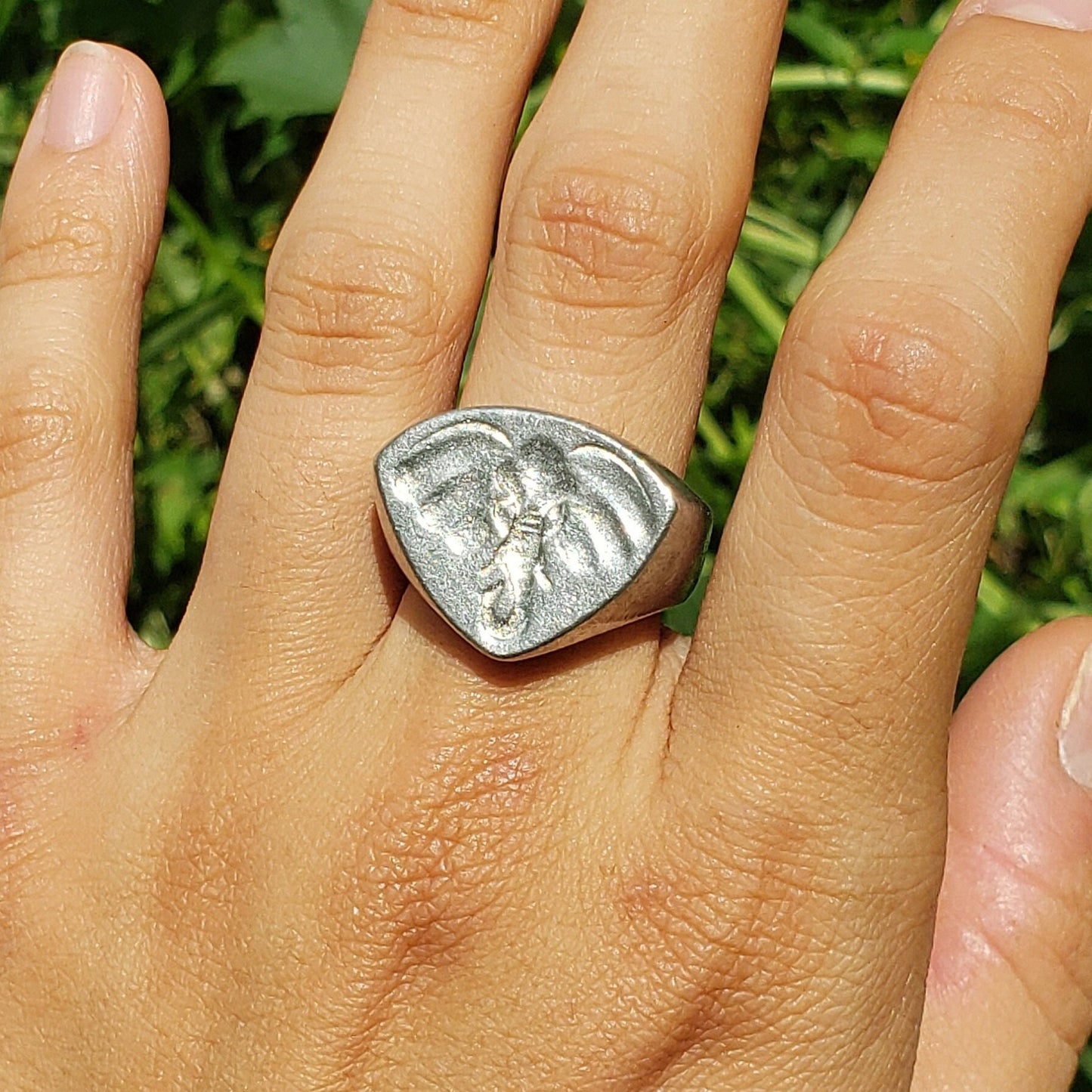 Elephant face wax seal signet ring