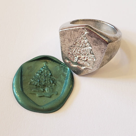 Christmas tree wax seal signet ring