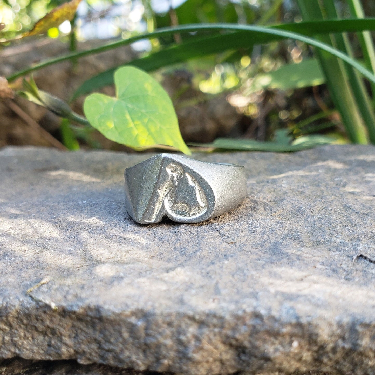 Body letter "a" arching wax seal signet ring