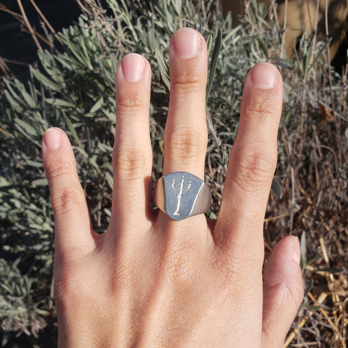 Standing candelabra wax seal signet ring