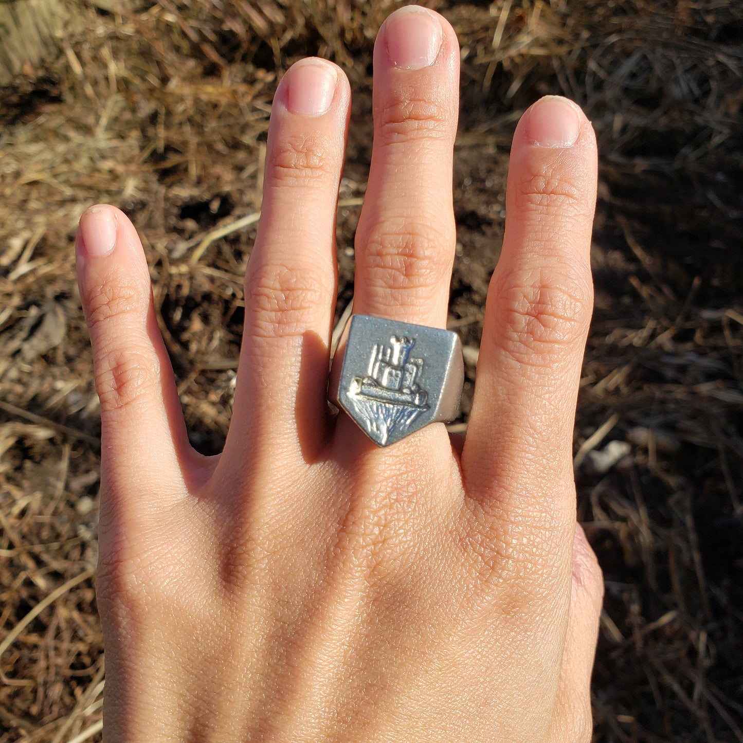 Sky castle wax seal signet ring