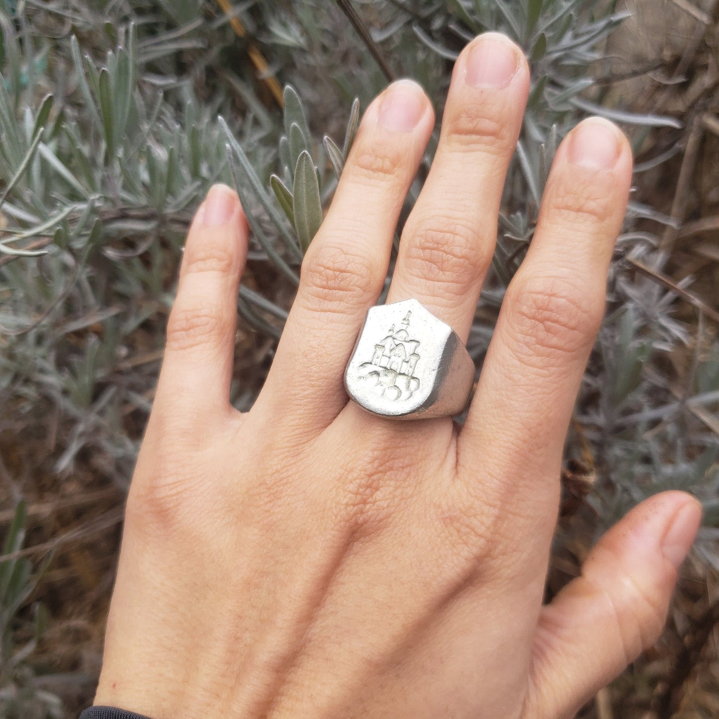 Cloud castle wax seal signet ring