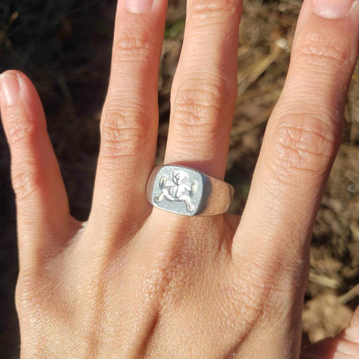 cymbal monkey wax seal signet ring